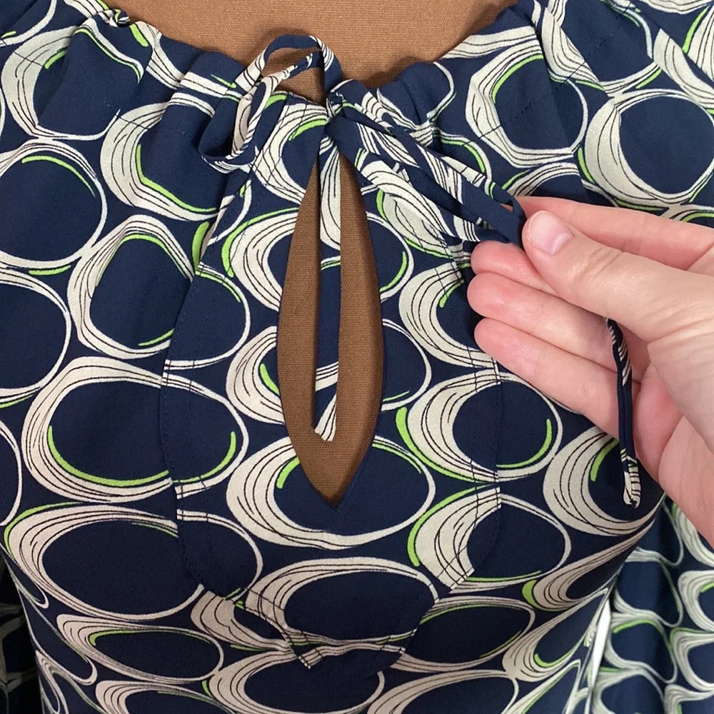 Moulinette Soeurs Anthropologie ellipse print mod style keyhole neck dress sz 0 - Picture 8 of 13